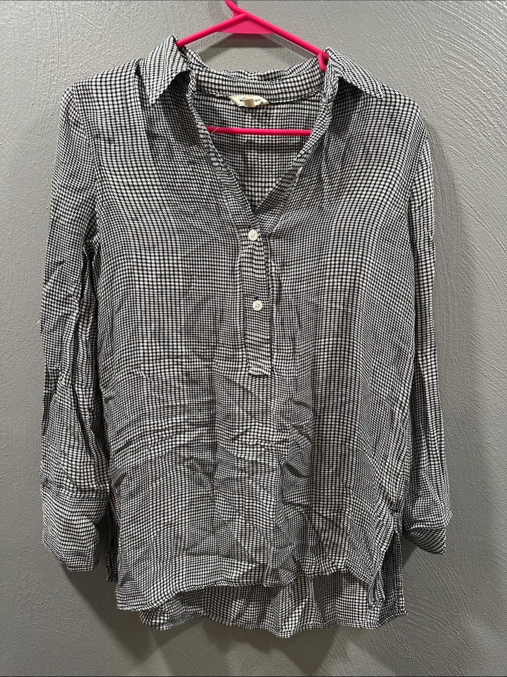 Max Studio Black & White Gingham Button-Down Tunic